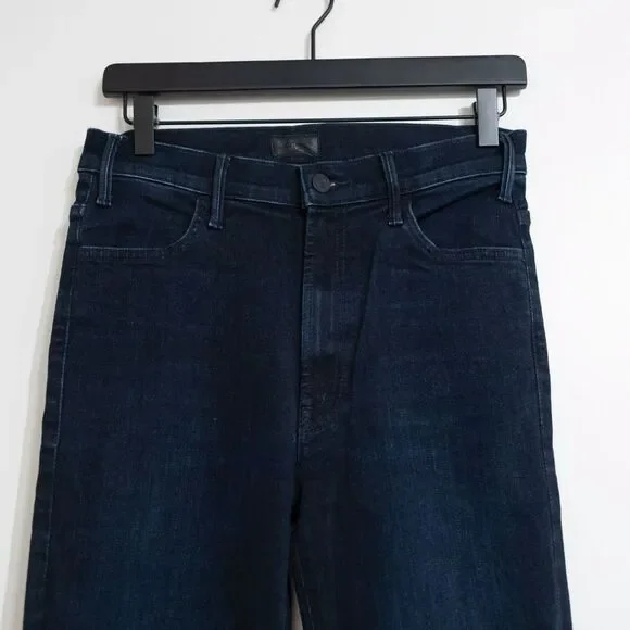 Mother Denim Hustler Fray Flare Jeans Howling at the Disco Ball Dark Wash 27 - Picture 7 of 12